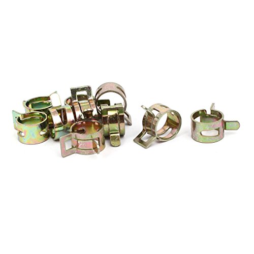 Aexit 10.5mm Inner Clamps Dia Yellow Zinc Plated Water Pipe Fuel Line Hose Clamps Strap Clamps Clips 10pcs