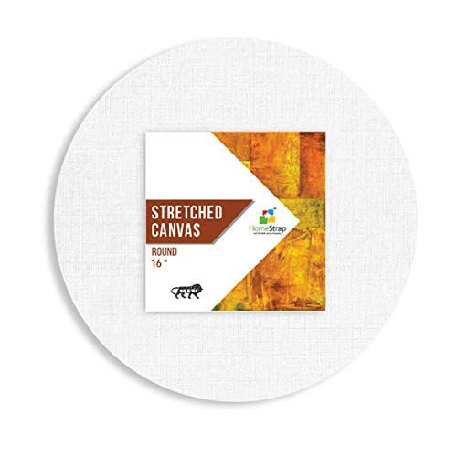 Image of Homestrap Primed Cotton Pre Stretched Round Canvas with Wooden Frame (16 Inch (1 Piece))