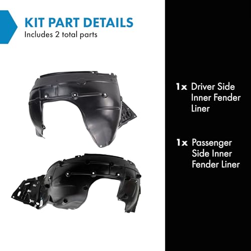 Image of TRQ Inner Fender Liner Set Compatible with 2017-2018 Honda Civic HO1248176 HO1249158