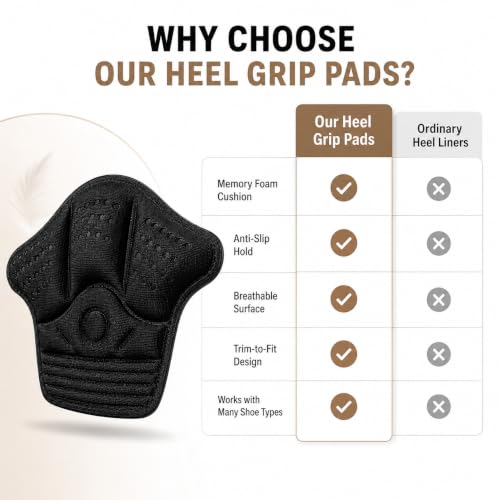 Image of Heel Grip Pads for Loose Shoes, Self-Adhesive Memory Foam Heel Inserts (Heel Liner Pentagon)