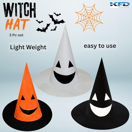 Image of Kaku Fancy Dresses Witch Hat for Girls, Witch Costume Accessory for Halloween Party Prop Multicolor Witch Hat