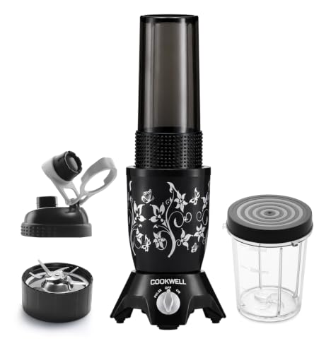 Image of Cookwell Bullet Mixer Grinder (2 Jars, 1 Blade, Midnight Black), 600 Watts - 2 Year Warranty