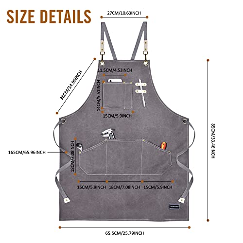 Shawntoo Chef Aprons For Men Women With Large Pockets, Cotton Canvas Cross Back Heavy Duty Adjustable Work Apron,Kitchen Cooking M-Xxl #TOP1