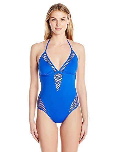 La Blanca Women's All Meshed Up Halter One Piece Swimsuit, Snap, 8