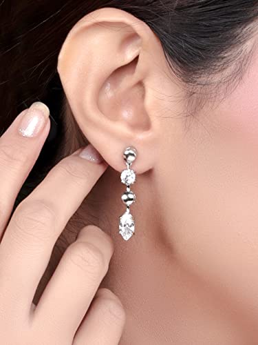 Image of Pissara Designer 925 Sterling Silver Valentine Day Gift Cubic Zirconia Earrings For Women And Girls|with Authenticity Certificate, 925 Stamp & 6 Months Warranty (E104600)