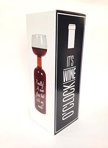 Zhouchou It's Wine O'Clock - Wine Bottle Shaped Glass Novelty Gift - Fits a Whole 750ml Bottle of Wine!!!! (1) Zhouchou It's Wine O'Clock - Wine Bottle Shaped Glass Novelty Gift - Fits a Whole 750ml Bottle of Wine!!!! (1)