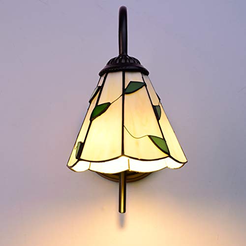 Preisvergleich Produktbild E27 Tiffany stil Wandlampe, Glasmalerei Einkopf Wandleuchte Wandhalterung Led spiegelleuchte badlampe Leuchte H:25cm(9.8 in) 7W-Warmes Licht A