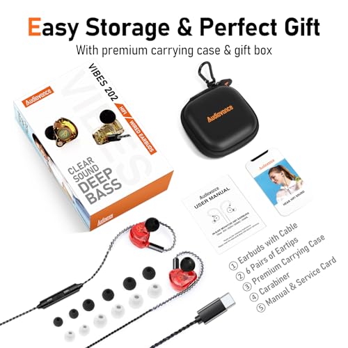 Image of Audiovance Vibes 202MC USB-C HiFi Wired Earbuds, Type-C Headphones with Mic