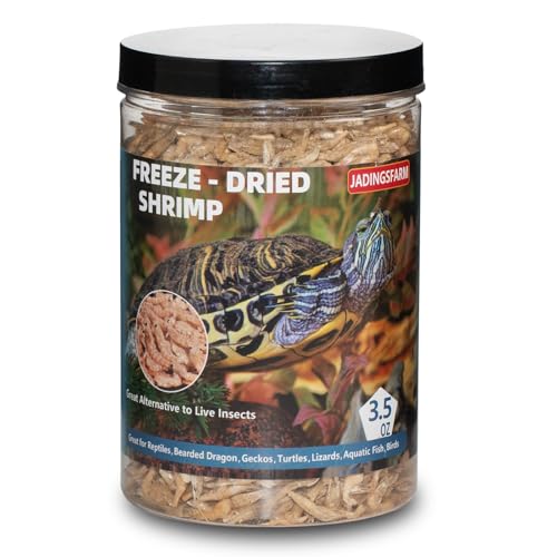 JADINGSFARM 3.5 Oz Freeze Dried River Shrimp Turtle Food Shrimp for Turtle Nutrient Rich Treat for Reptiles Sugar Gliders Hedgehogs Tropical Fish