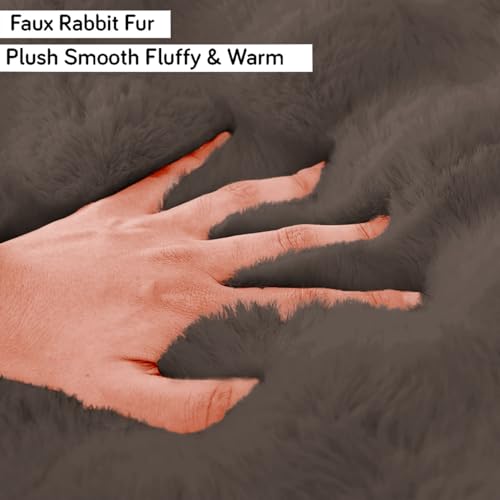 Image of Luxe Home Premium Rabbit Fur Sofa Cover 3 Seater Ultra-Soft Washable Anti-Slip Slipcover for Sofa (Chocolate, 68x183 cm)
