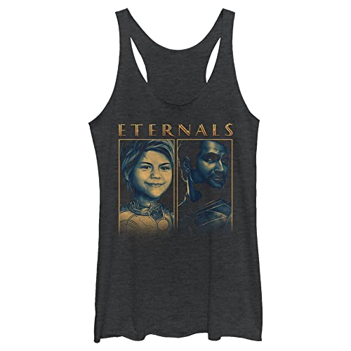 T-shirt Marvel Eternals femme noir à manches courtes imprimé super-héros cosmiques