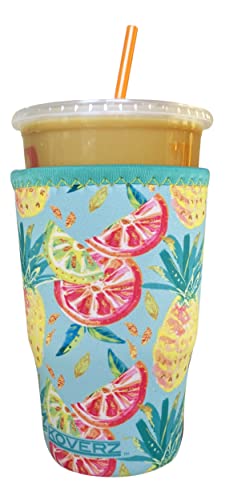 Image of Iced Coffee Sleeve, Insulated Neoprene Cup Sleeve, Fits a 32 Oz. Coffee Cup, Washable and Reusable, Iced Coffee Accessories, Large Pineapples