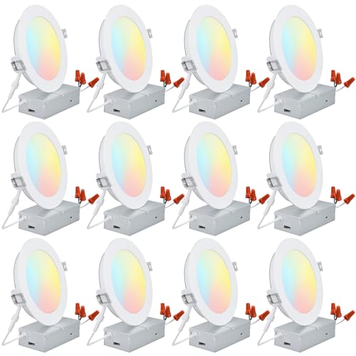 TORCHSTAR 12-Pack 5CCT 6 Inch LED Recessed Ceiling Light CRI 90