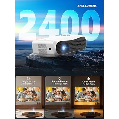 Smart Projector Support 4K HDR, LED Daylight Projectors 2400 ANSI with WiFi6 Bluetooth5.4 HDMI eARC/CEC