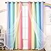 UNISTAR 2 Panels Blackout Stars Curtains for Girls Bedroom Kids Aesthetic Living Room Decor Colorful Double Layer Star Cut Out Stripe Window Wall Home Decoration Curtain,W52 x L84 Inches, Rainbow