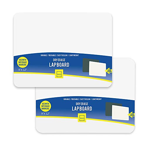 Dry Eraser Learning Board Wipe Off Lapboards, Reusable, Durable, Portable Whiteboard with Single Side - 9 X 12 Inches Small White Board for Students, Kids Drawing, Classroom (2 Pack)