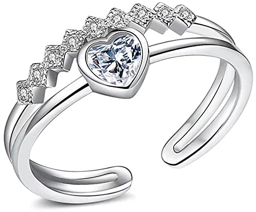 Epinki 925 Sterling Silber Damen Fussring Herz Zehring Sommer Toe Ring Damenring Silber mit Zirkonia (Einstellbar) ca.Gr.49(15.6)