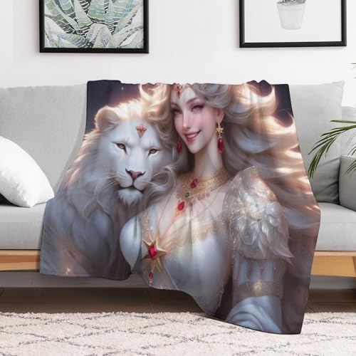 Couverture de canapé salon plaid lion flannel pour la maison