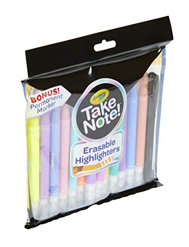 Image of Crayola Take Note 14 Erasable Highlighters & 1 Bonus Permanent Marker, Assorted Colors, Classroom & Office Supplies, Gift