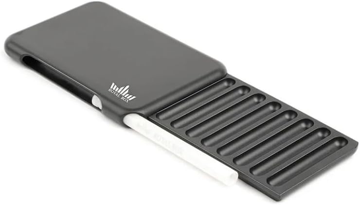 Original Royal Box Torpedo Black 8 Compartment Snuff Storage Box with Built in 3" Antimicrobial Plastic Polymer Straw