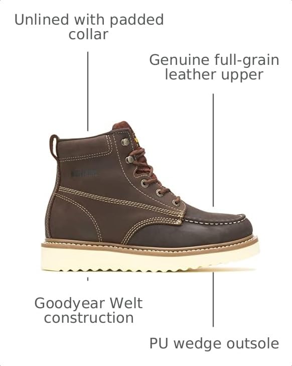 Image of Wolverine Men's Loader 6 inch Soft Toe Wedge Work Boot, Brown, 9 X-Wide