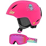 Giro Launch MIPS CP Youth Snow Ski Helmet w/Matching Goggles Matte Bright Pink Disco Birds w/Disco...