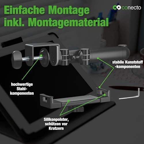 Support de tablette 4.7 à 12.9 pouces noir rotatif à 360 degrés conecto - 6