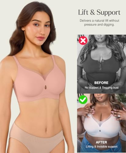 Image of Popilush Womens Wireless Push Up Bra Comfortable Supportive Everyday Bra