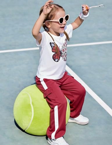 Image of Girls 2 Piece Outfit, Graphic Short Sleeve T-Shirt and Cargo Jogger Sweatpants Set, Ages 4-13