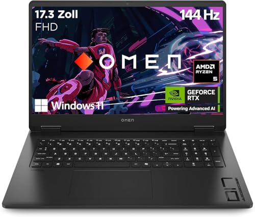 HP Omen Gaming Laptop | 17,3 Zoll FHD-Display - 144 Hz | AMD Ryzen 5 8645HS | 16 GB DDR5 RAM (2x8 GB) | 512 GB SSD | NVIDIA GeForce RTX 4050 (6GB) | QWERTZ | Windows 11 | 3 Monate GamePass | Schwarz – Bild 3