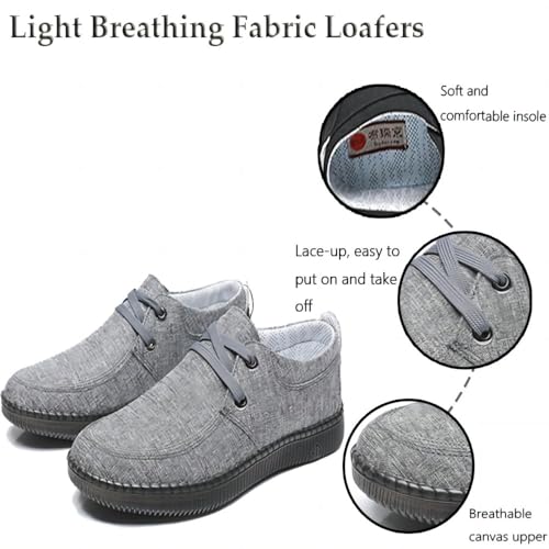 Men's Casual Wide Toe Mesh Loafers Hand-Sewn Lightweight Canvas Breathable Driving Outdoor Fashion Cloth Shoes2