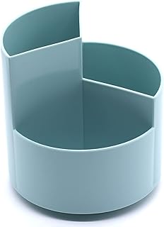 Rotating Pen Holder with 3 Compartments Desk Organiser Office Organiser Creative Pencil Holder Makeup Pot Multipurpose Desktop Organiser Storage Pencil Pot for Desk (blue)