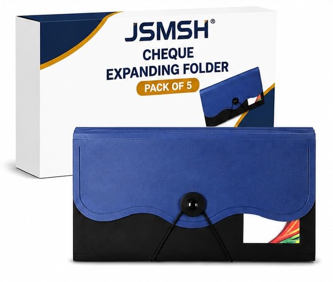 Image of Expanding Cheque Book Holder Case, 12 Pocket Multi Passbook Holder /Bill Folder /Passport /Memo Cards /Cash Storage Pouch Organizer with Elastic Swing (Color May Very) (Pack of 5)