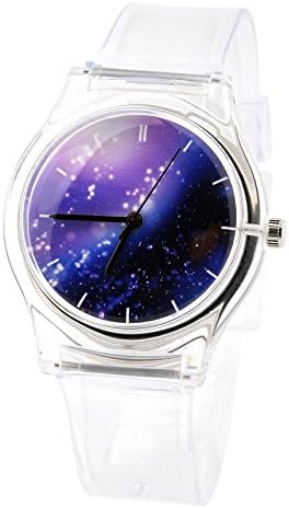 TonnierWatch Young Girls’ Quartz Watches Super Soft Resin Watch Band Student Analog Wristwatch with Nebula Face