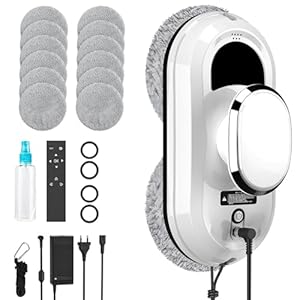 Oamger Fensterputzroboter, 5600Pa Elektrischer Fensterreiniger, Fensterroboter mit Fernbedienung und Kantenerkennungssystem, Automatischer Fensterreiniger für Innen- und Außenfenster, 10 Tücher