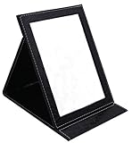 Famiry Large Portable Folding Mirror with Standing for Making Up, Black