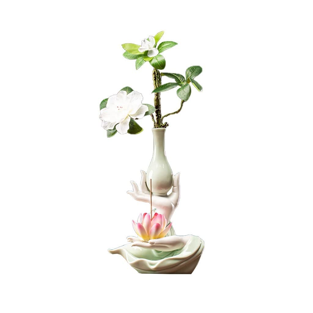 Incense Burner Backflow Incense Burner Ceramic Bergamot Lotus Chinese Holder Aromatherapy Creative Desktop Decoration Waterfall Incense Burne