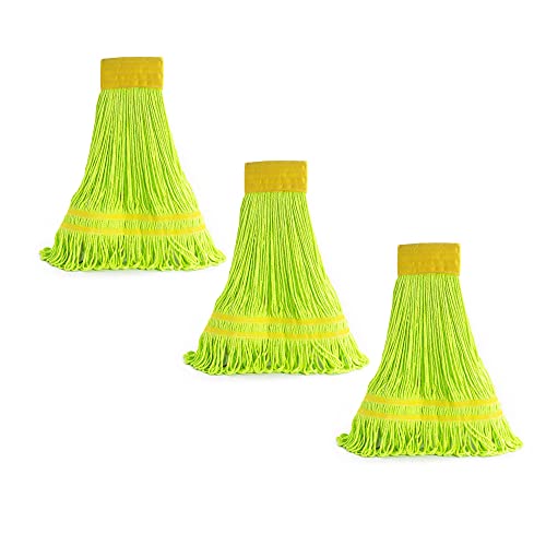 Image of Matthew Cleaning Microfiber String Mop Heavy Duty Commercial Wet Mop Head Replacement,Excellent Absorbency,Premium Launderability,Reusable for Home,Commercial and Industrial Use(Green,3Pack)