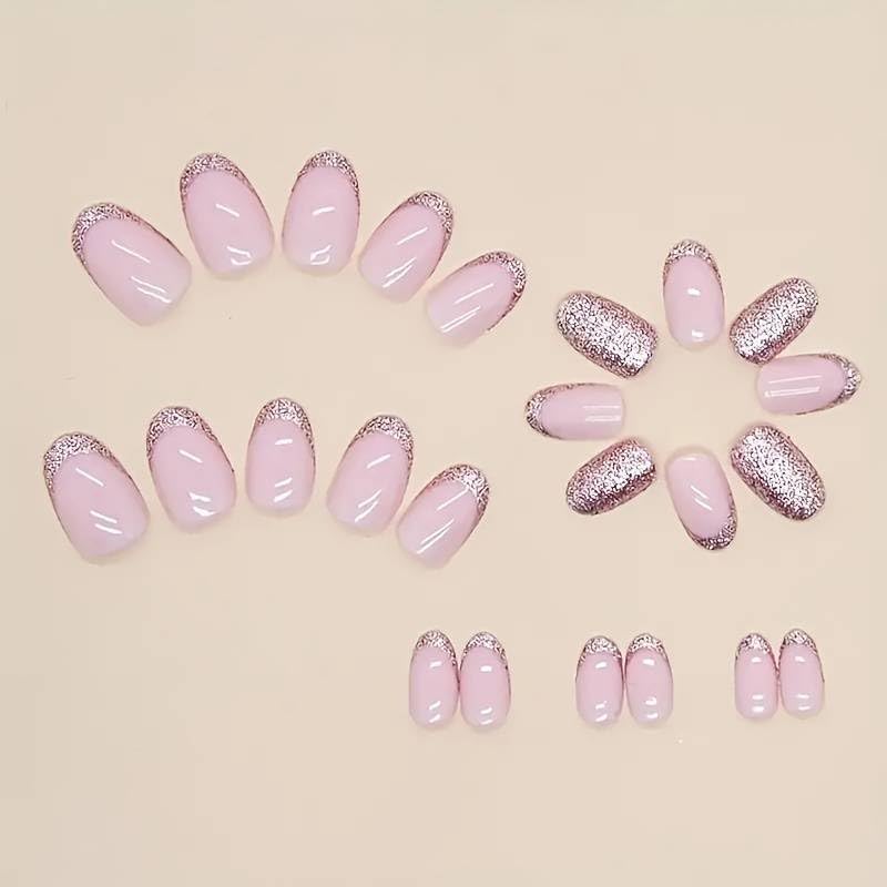 Image of Fashionharbour 24 Reusable Artificial Fake Nail Set| Lightweight & Long Lasting| Easy To Use| Quick Fix For Festivals & Special Occasions (w495)