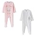 Amomí Pijama Manga Larga Terciopelo Bebé Niña 0-24M (3 Meses, Set de 2 Elefante+ Osito)