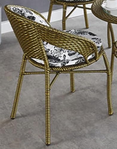 Image of 2+1 Outdoor Indoor Patio Furniture Sets Rattan Wicker Chair Patio Set Bistro Set Conversation Set Balcony Outdoor Garden Furniture Chair (Golden with Multicolor Cushion)