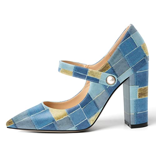 NUMALEO Womens Party Wedding Pointed Toe Patent Casual Block High Heel Pumps Dress Shoes 4 Inch2