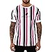 Produktbild TWISFER-Herren T-shirt Kurzarm Sommer KurzäRmliges Fitness-Top Mit Vertikalen Streifen Und Blattmuster Fitness-Oberteil