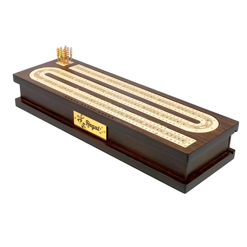 Cribbage Board Game Set Regal Games de Madera con Almacenaje