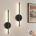 Kimjo 40cm Battery Operated Wall Lights, Modern Rechargeable Wall Lamps, Cordless Wall Sconce with Remote Control, Dimmable Wall Mounted Light Indoor with Timer Function for Bedroom, Hallway, 2 Packs