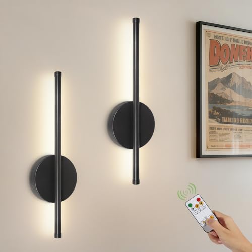 Kimjo 40cm Applique Murale Rechargeable, Dimmable Lampe Murale Sans Fil, Moderne Luminaire Mural à Batterie avec Télécommande, avec Fonction Minuterie, pour...