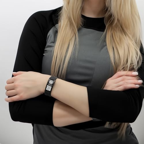 Medical ID Bracelet with QR Code for Women Men, Silicone Adjustable QR Code Medical Alert Bracelets,Dynamic Web Information4