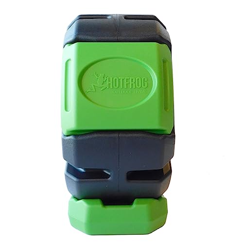 Image of FCMP Outdoor HOTFROG Half Size Rolling Single Chamber Batch Tumbling Composter - Outdoor Rotating Garden Compost Bin (HF-RC2000WB-GRN) Black & Green (19-Gallon)