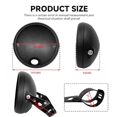 Boîtier de phare de moto 7 pouces noir pour phare LED de remplacement - 7