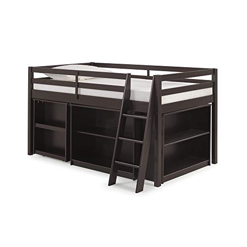 Roxy Wood Junior Loft Bed with Pull-out Desk, Shelving and Bookcase, Espresso